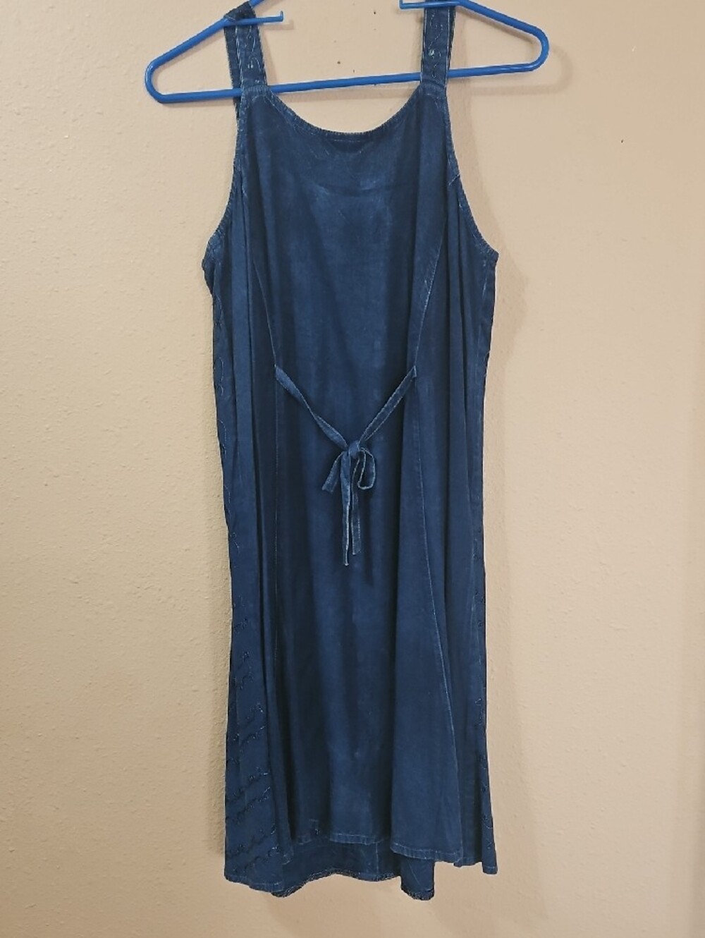 India Boutique Navy Embroidered Button-Front Sundress - Picture 4 of 4